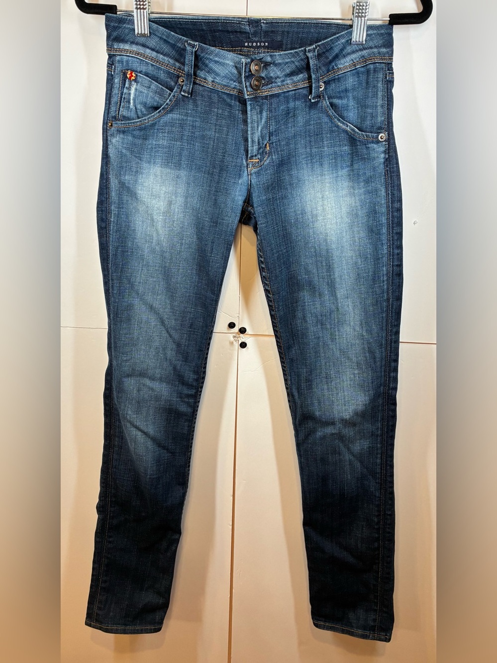 Hudson Colin Flap Skinny Jeans Women's Size 28 Medium Wash Stretch Denim LowRise